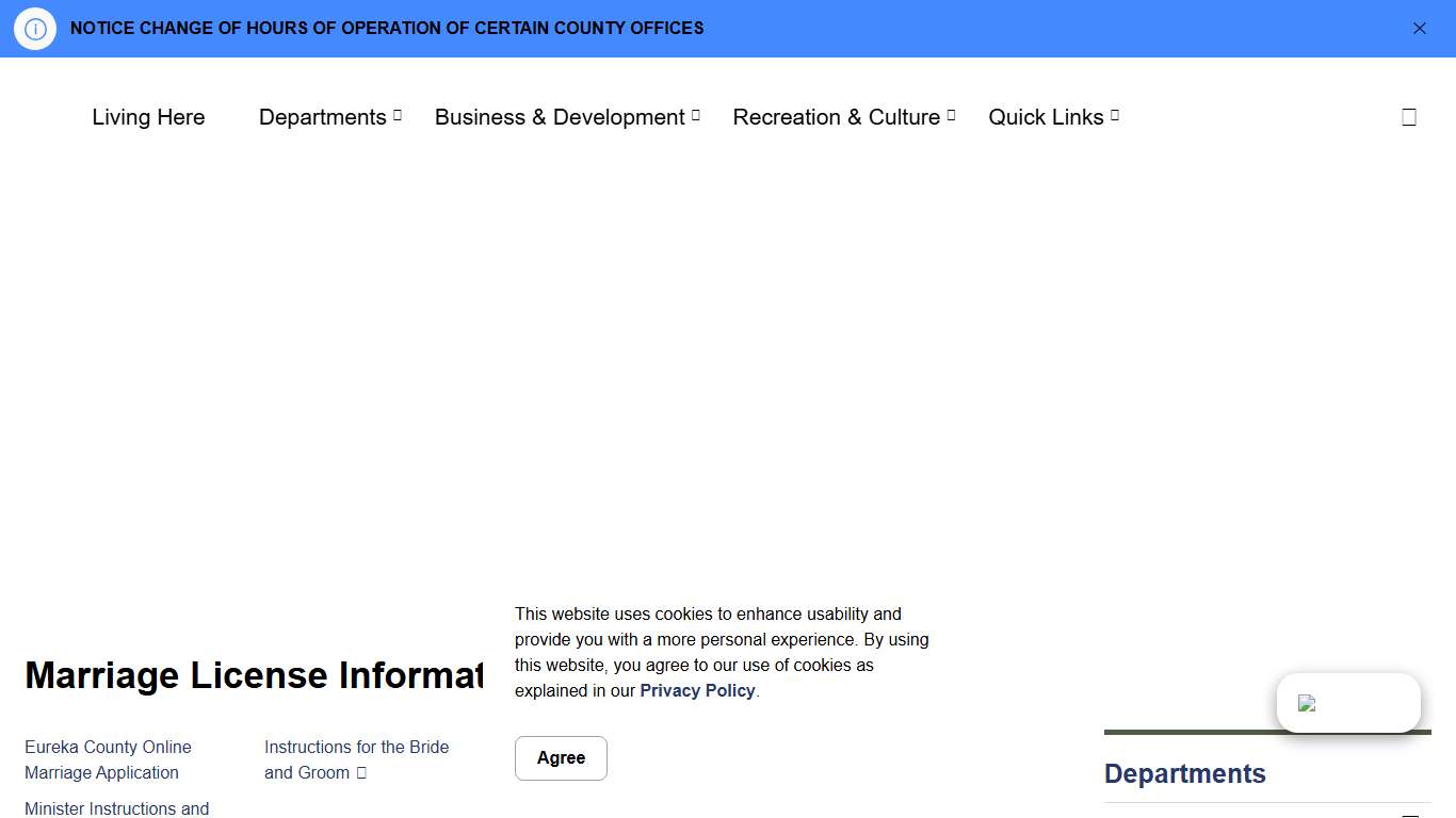 Marriage License Information | Eureka County
